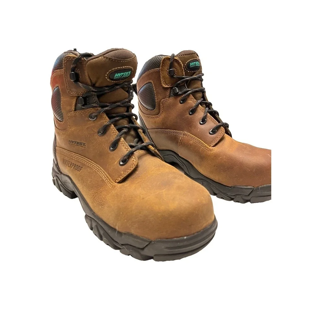 Hytest Boot Mens Size 8 Wide Knox 2 Steel Toe Work Brown Sudan Brown Leather